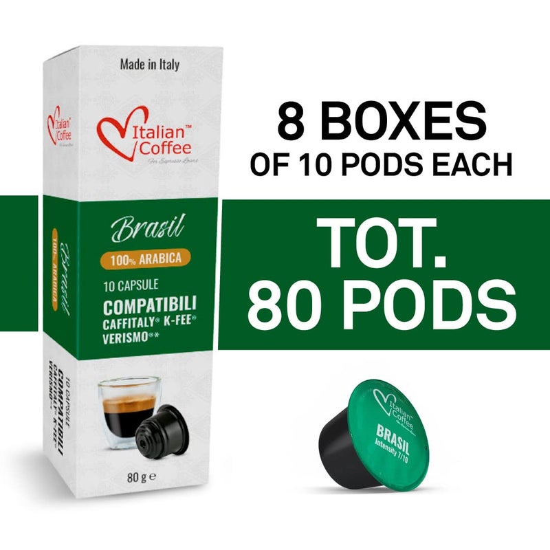 ITALIAN COFFEE FOR ESPRESSO LOVERS Italian Coffee capsules compatible with Verismo, CBTL, Caffitaly, K-fee systems (80 pods BRAZIL blend) - Image 2